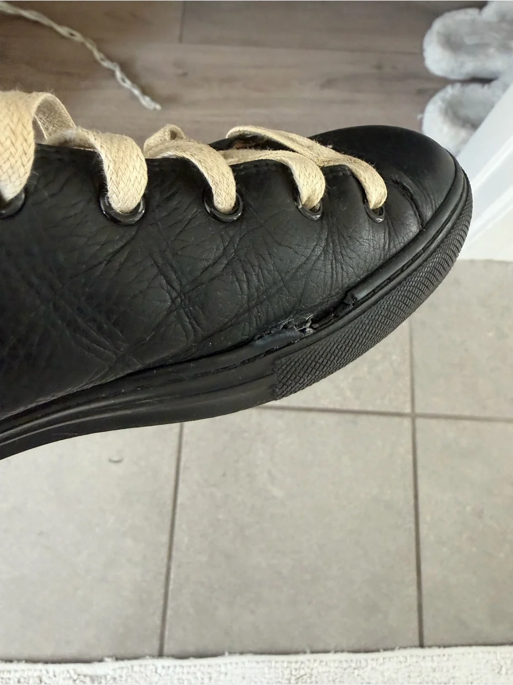 Gucci Black leather High-Top Leather Sneakers embroidered - Men - Gucci size 8